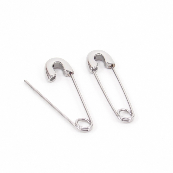 MonaBella Jewelry - Safety Pin Earrings Sterling Silver Edgy Style
